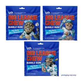 Concession stand display of Big League Chew packs for quick game-day snacking