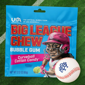 Close-up shows shredded gum with a soft chew that lasts through innings.