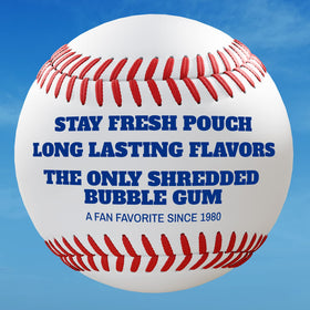 Diamond sideline scene with players enjoying Blue Raspberry Big League Chew