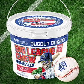 Big League Chew gumballs closeup wrap, fresh flavor for sidelines.