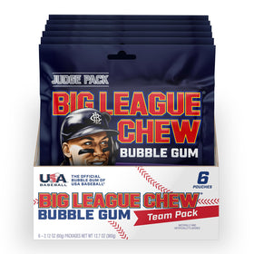 Big League Chew Judge Pack Grand Slam Grape front view with six bags for game-day flavor.