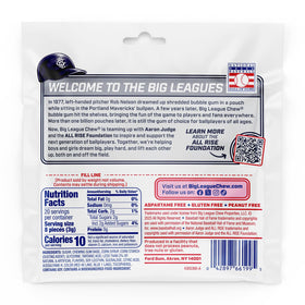 Big League Chew Judge Pack Stay Fresh Pouch close-up emphasizing flavor retention.