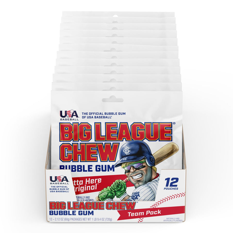 Big League Chew Outta Here Original bubble gum pack 12 in a game-day display