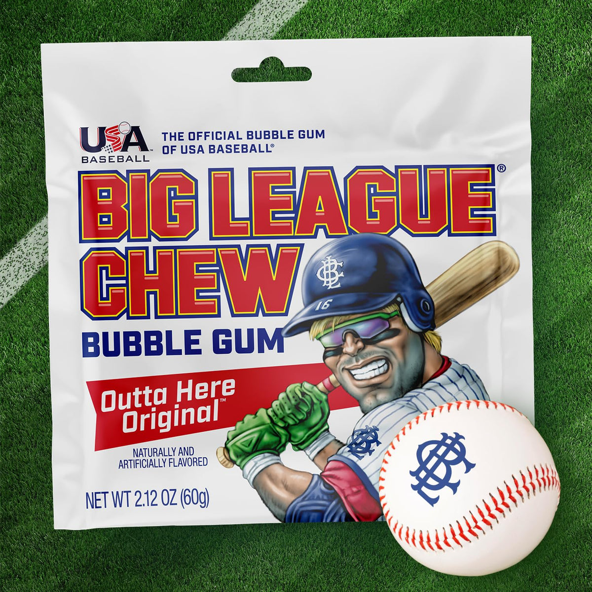 Big League Chew Outta Here Original stay-fresh pouch keeping flavor intact