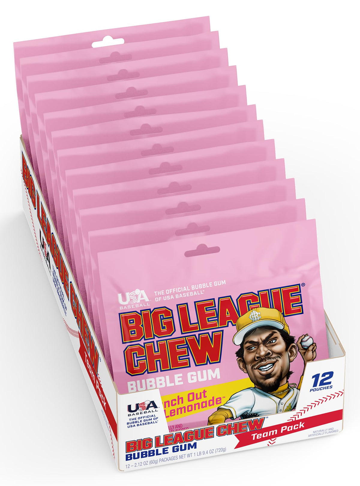 Big League Chew Punch Out Pink Lemonade on diamond-themed display attracts players