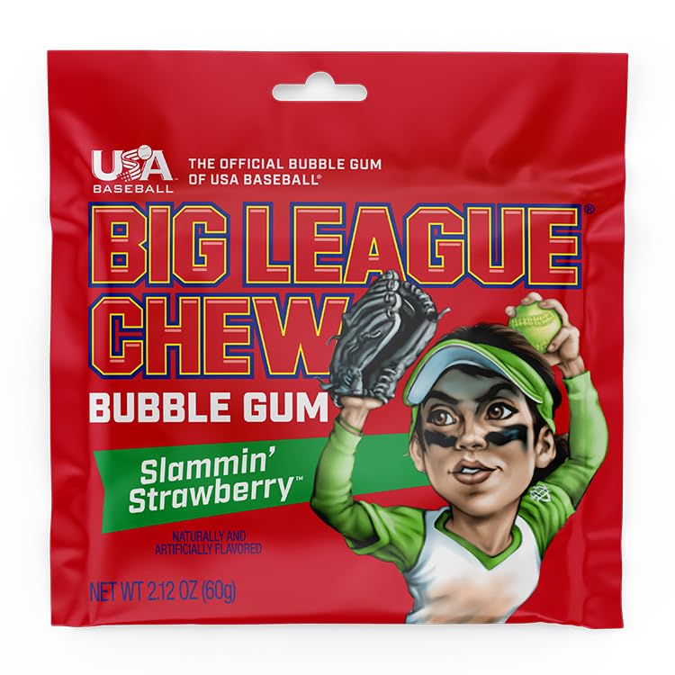 Big League Chew Slammin' Strawberry pack ready for on-the-go snacking