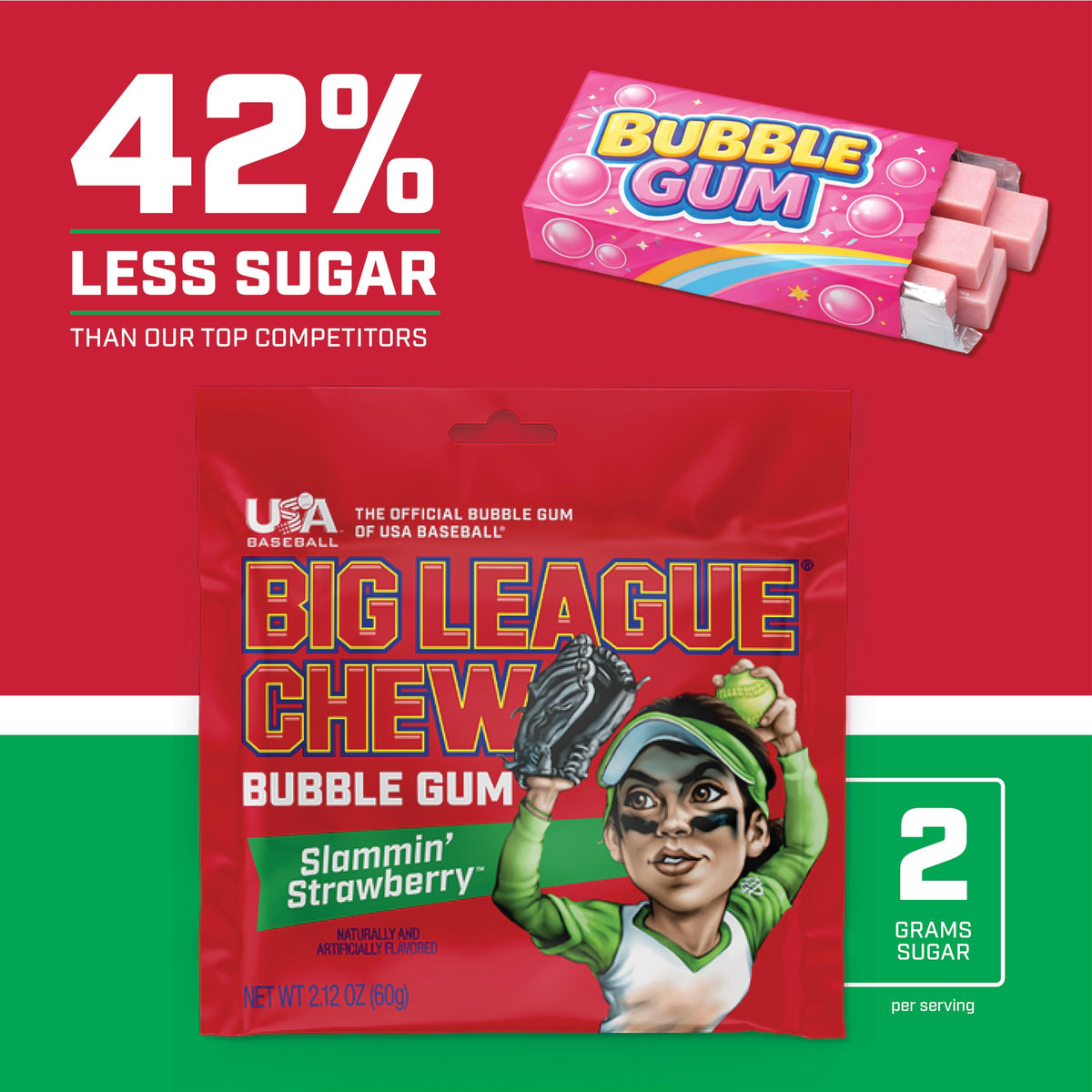 Big League Chew Slammin' Strawberry party favors with bright flavor