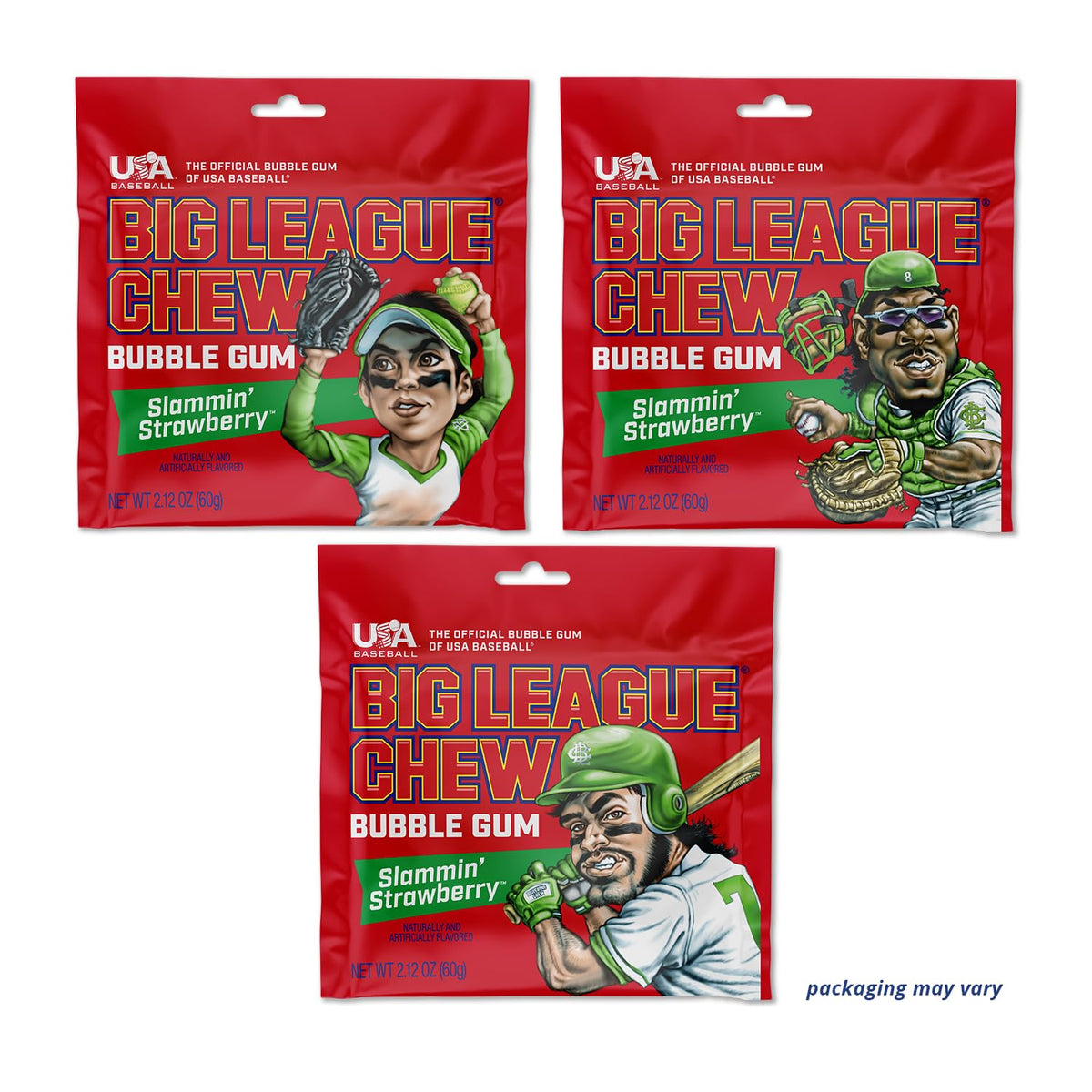 Big League Chew Slammin' Strawberry USA-made and trusted by players