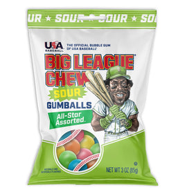 Sour gumballs as a quick dugout snack during games