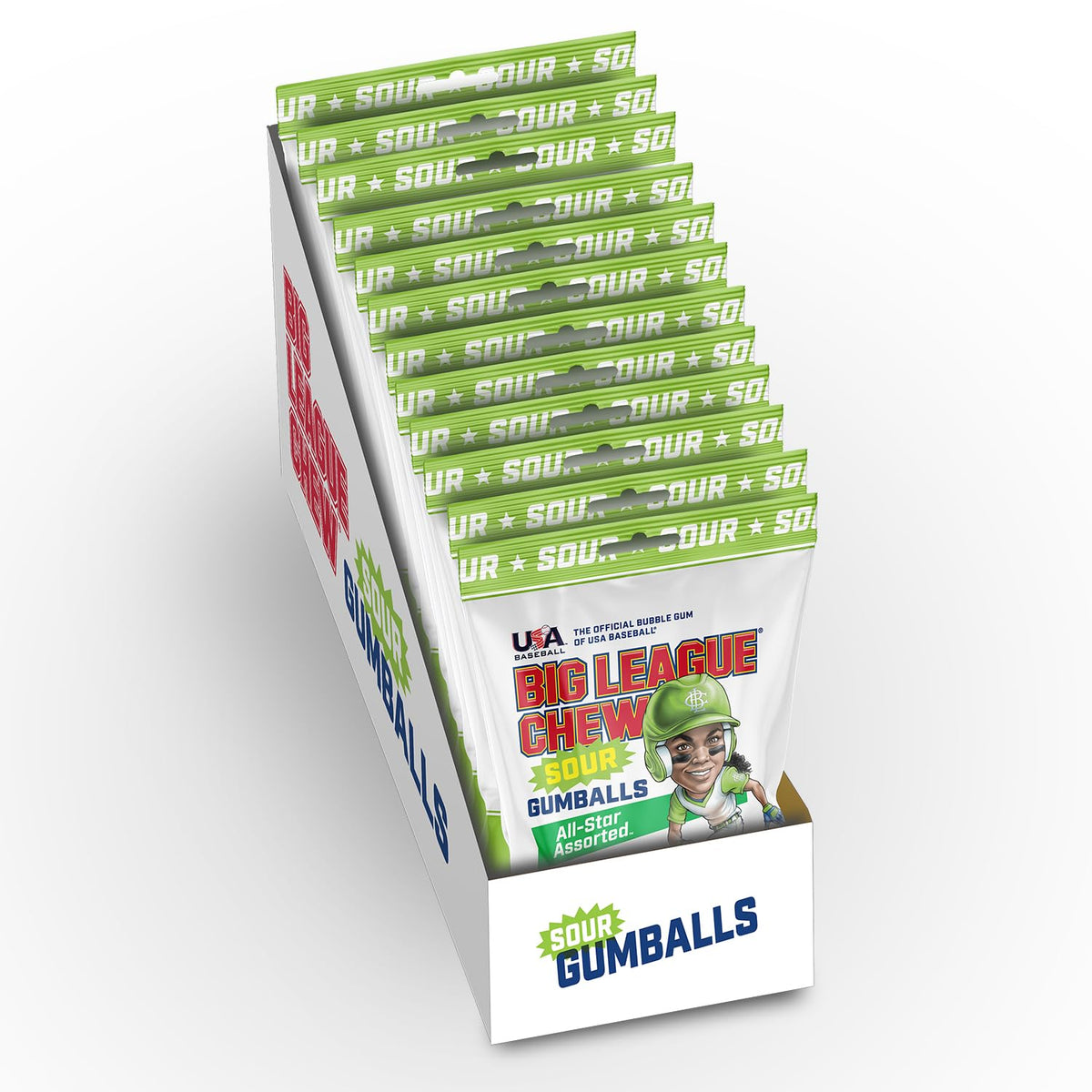 Family sharing Big League Chew Sour Gumballs