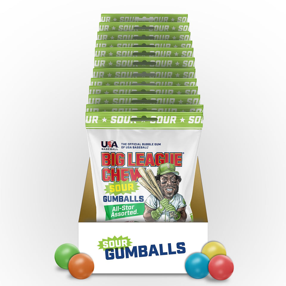 Big League Chew Sour Gumballs pack of 12 bags for teams