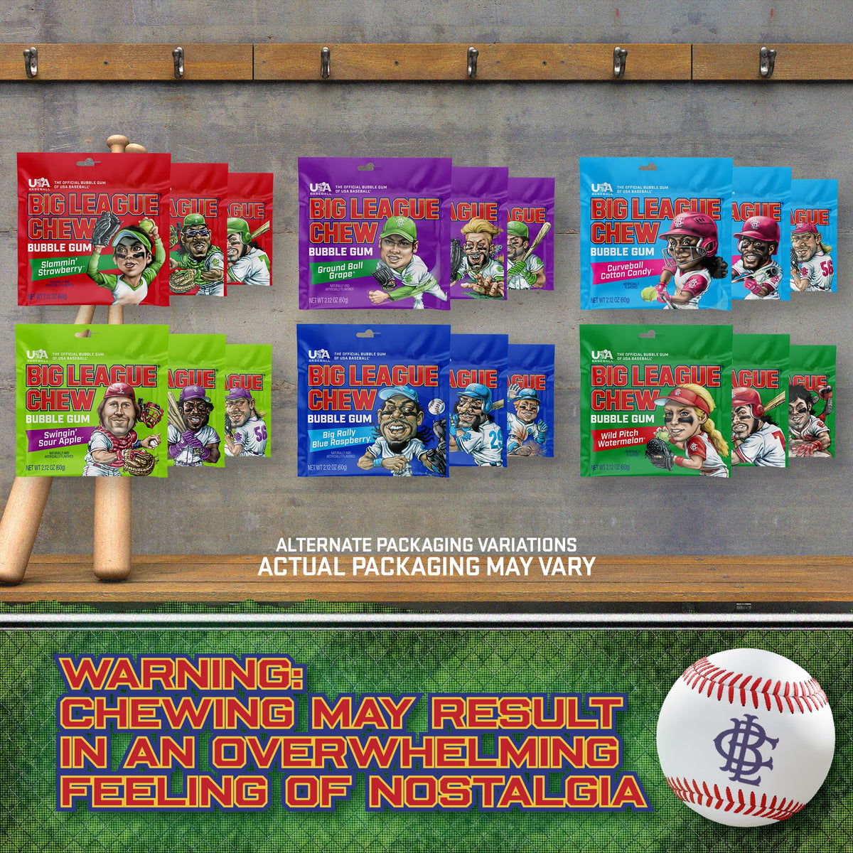 Big League Chew strawberry bubblegum with bright, shareable flavor.