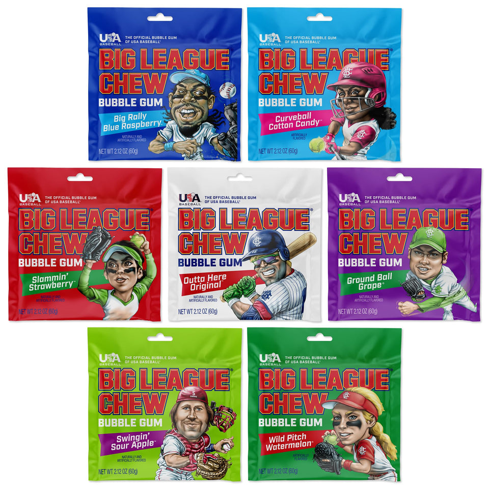 Big League Chew seven-flavor variety pack for team snacks.