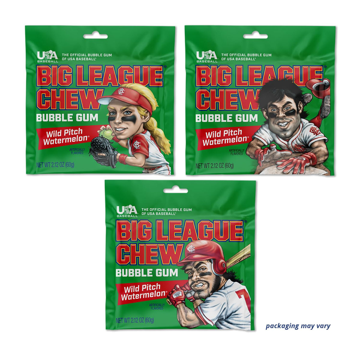 Side-line snack break with Big League Chew Wild Pitch Watermelon as a tasty pause.