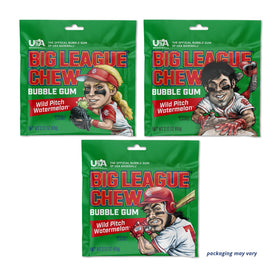 Side-line snack break with Big League Chew Wild Pitch Watermelon as a tasty pause.
