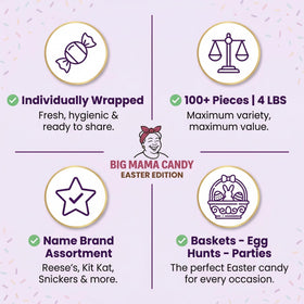Big Mama Candy individually wrapped chocolates for easy sharing.