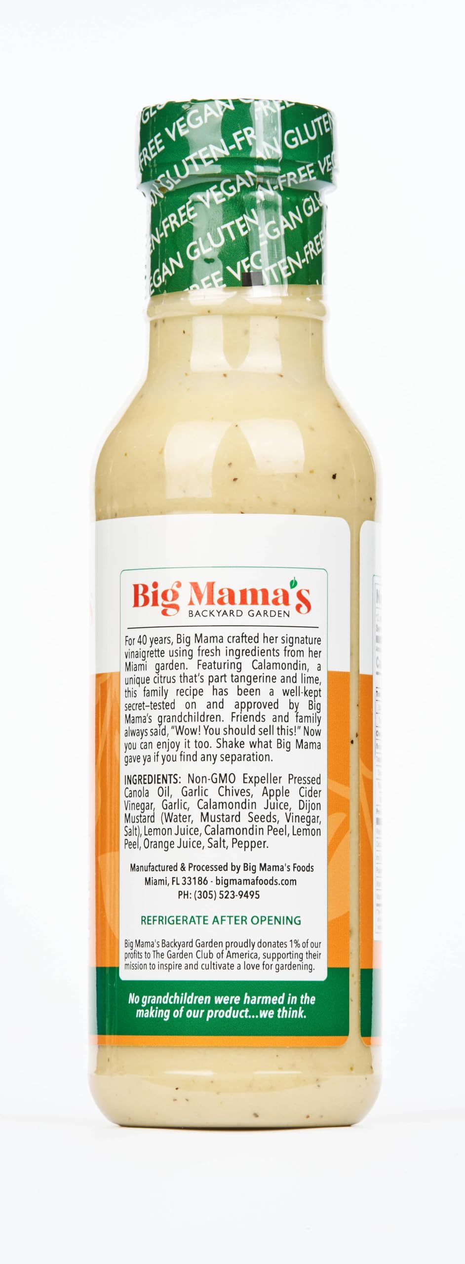 Big Mama's Citrus Calamondin Vinaigrette pours smoothly with a bright citrus aroma