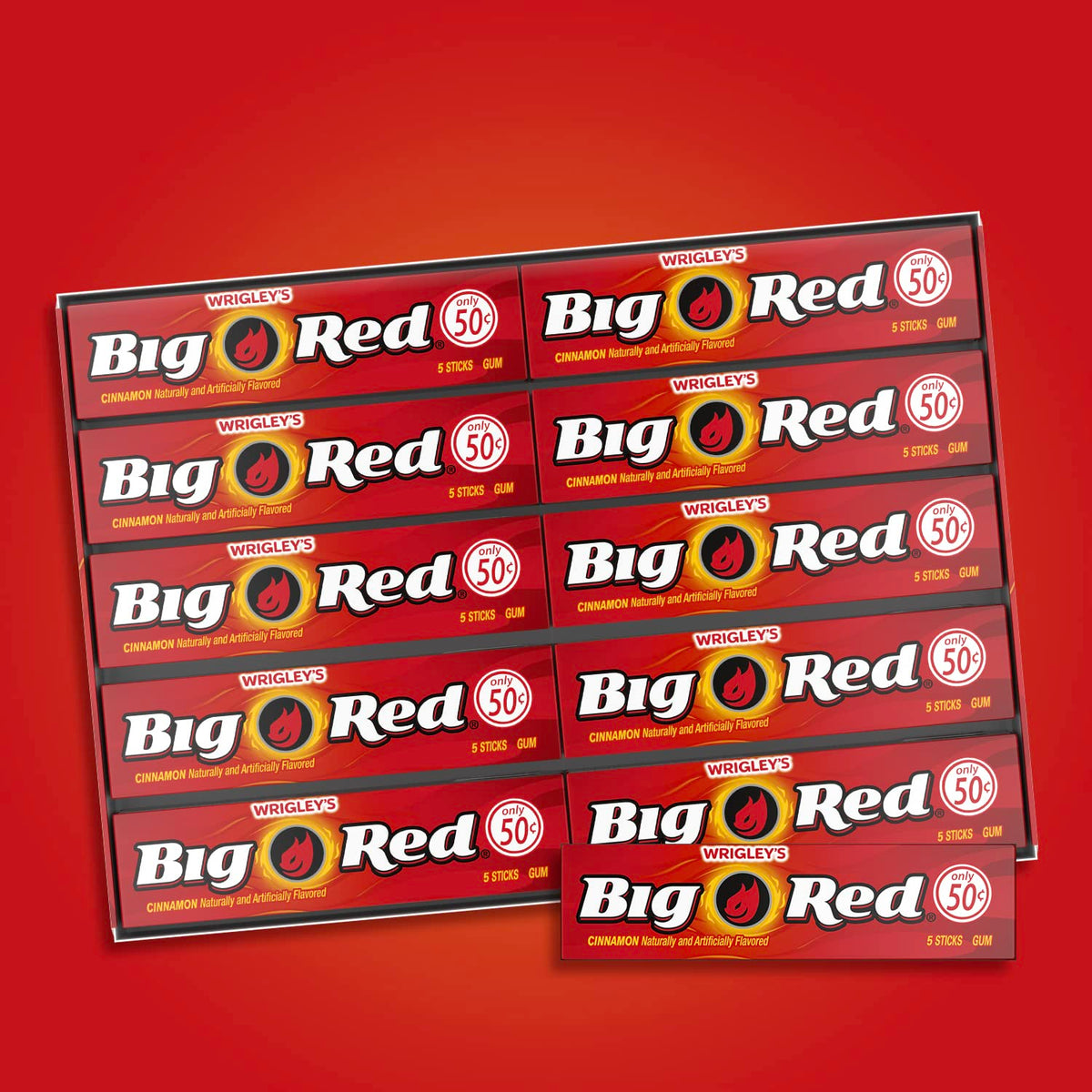 BIG RED 5-stick per pack unit shown for everyday convenience
