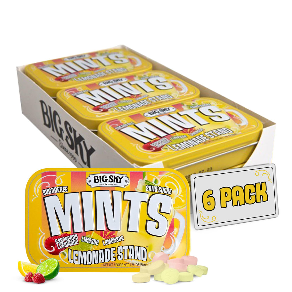 Big Sky Lemonade Stand Mints tin front view for on-the-go freshness