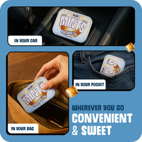 Travel tin opening suggests on-the-go snacking with Big Sky mints.