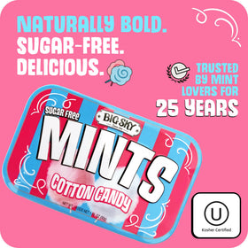 Big Sky Sugar Free Cotton Candy Mints in display tray ready for sharing