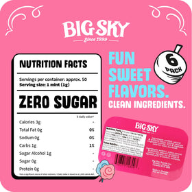 Big Sky Sugar Free Cotton Candy Mints tin open showing mints for travel refreshment