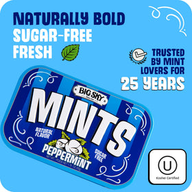Six-tin display tray of Big Sky mints ready for sharing and gifting.