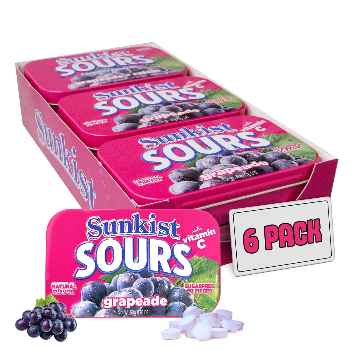 BIG SKY Sunkist Sours Grapeade tin front view, ideal for on-the-go snacking.