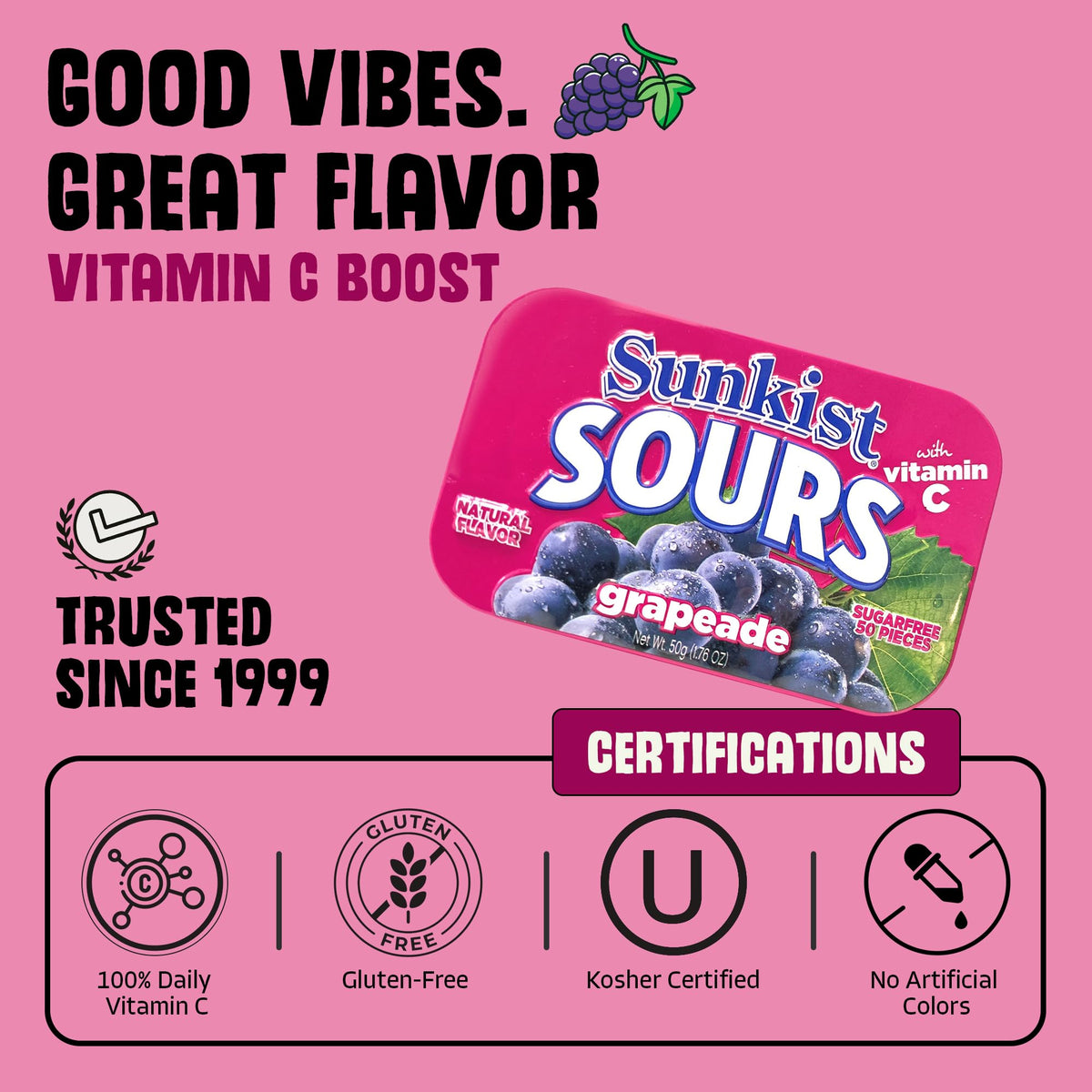 BIG SKY Sunkist Sours Grapeade tray pack shot, highlighting value and convenience.