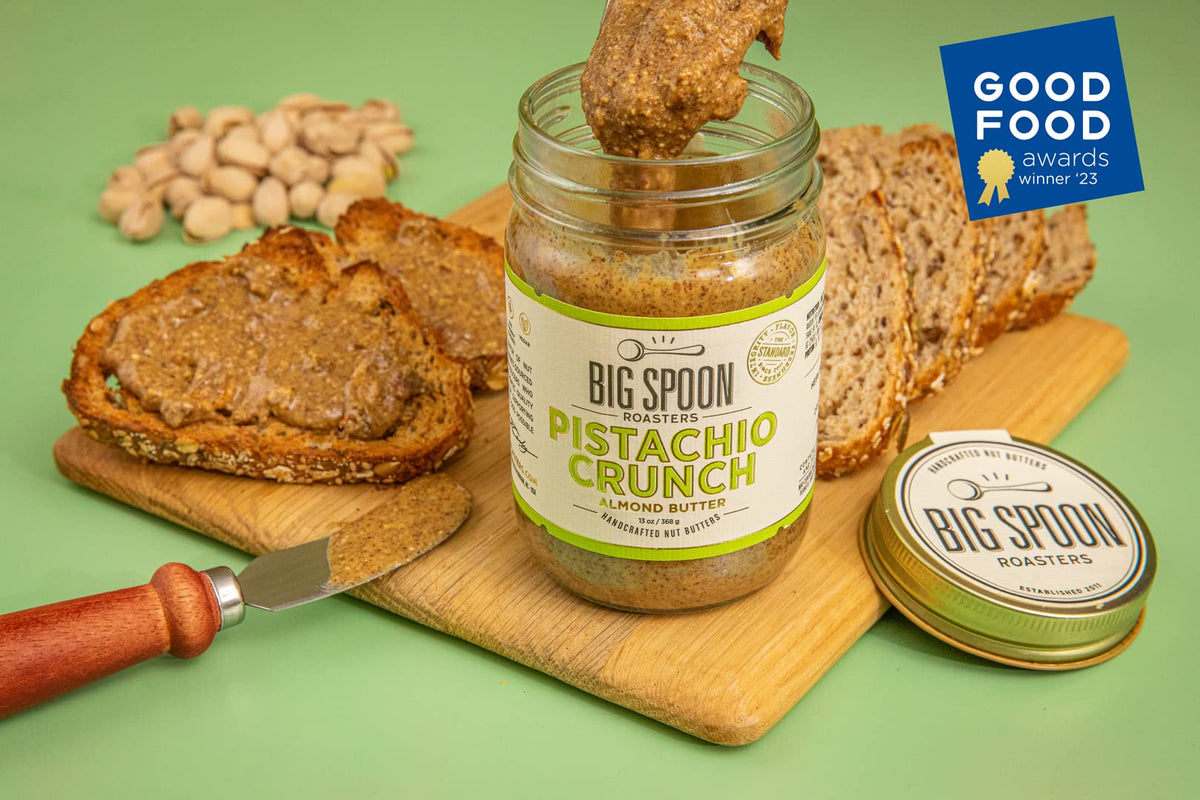 Big Spoon Roasters ingredients label visible, highlighting a clean, additive-free recipe.