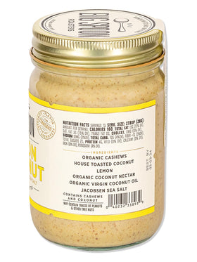 Lemon cookie cashew butter spread on toast, showcasing bright citrus and salt.