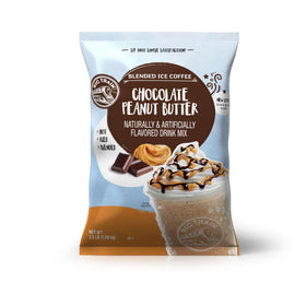 Big Train Chocolate Peanut Butter Blended Ice Coffee Mix packaging shows convenient, family-friendly beverage solutions.