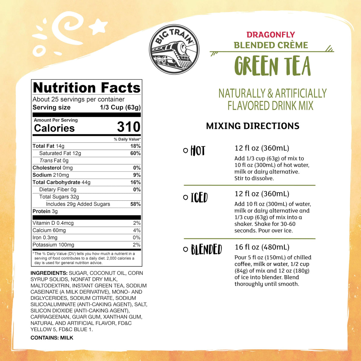 Big Train Dragonfly Green Tea Blended Crème Frappé cup ready to enjoy at home.