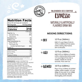 Big Train Espresso Blended Ice Coffee Mix ingredients laid out for easy prep