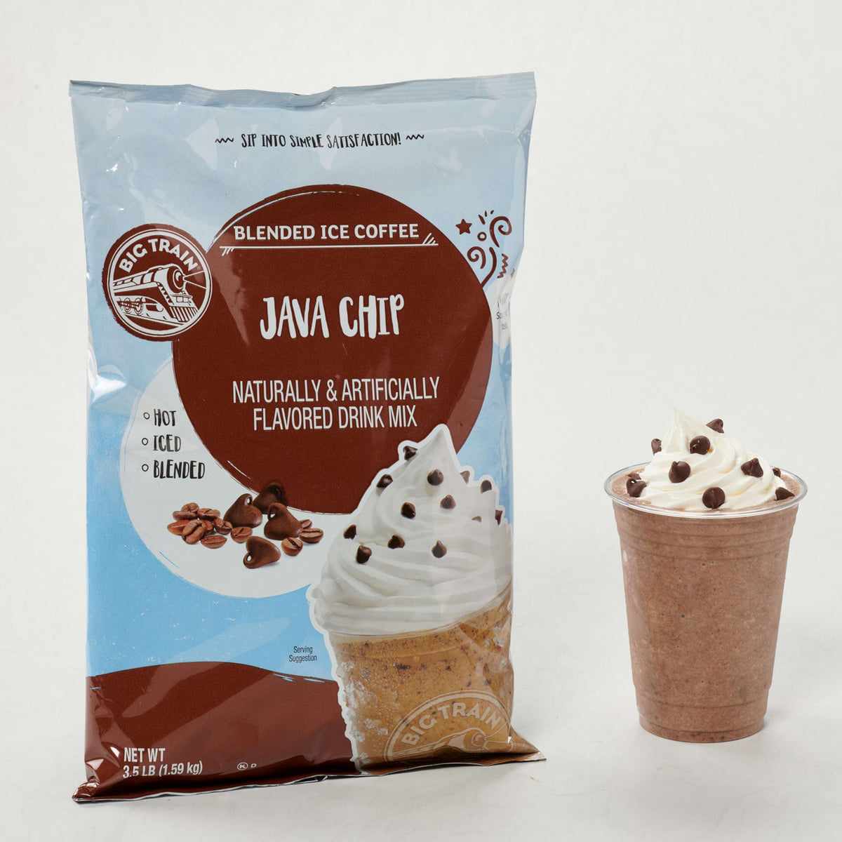 Big Train chocolate chips close-up for depth and bite in the Java Chip mix