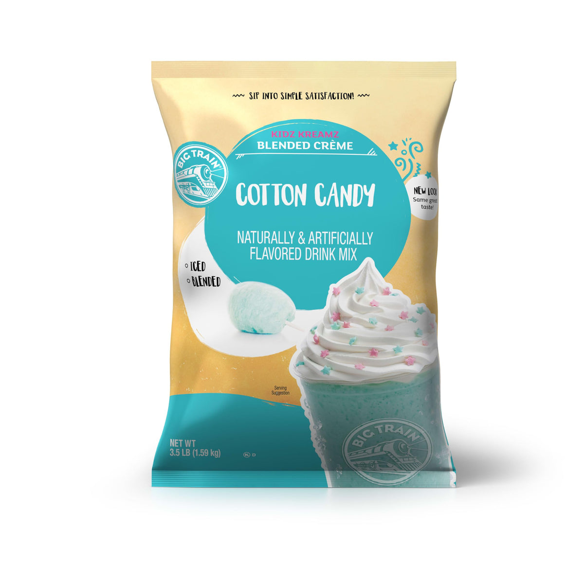 Big Train Kidz Kreamz Cotton Candy Blended Mix bag for easy home frappes.