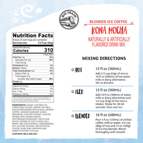 Big Train Kona Mocha frappe pour showcasing rich cocoa and smooth texture.