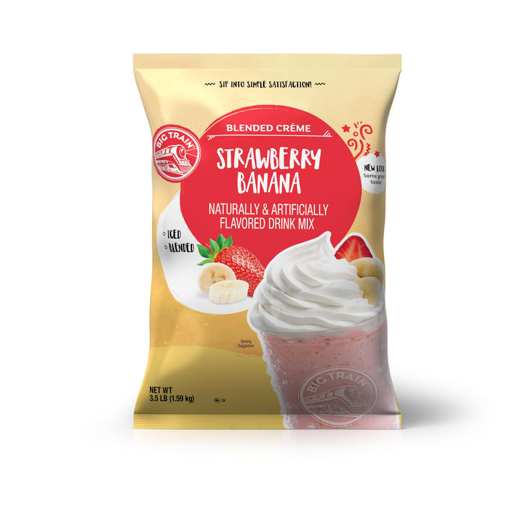 Big Train Strawberry Banana Bl blended Creme packaging for quick, creamy drinks.