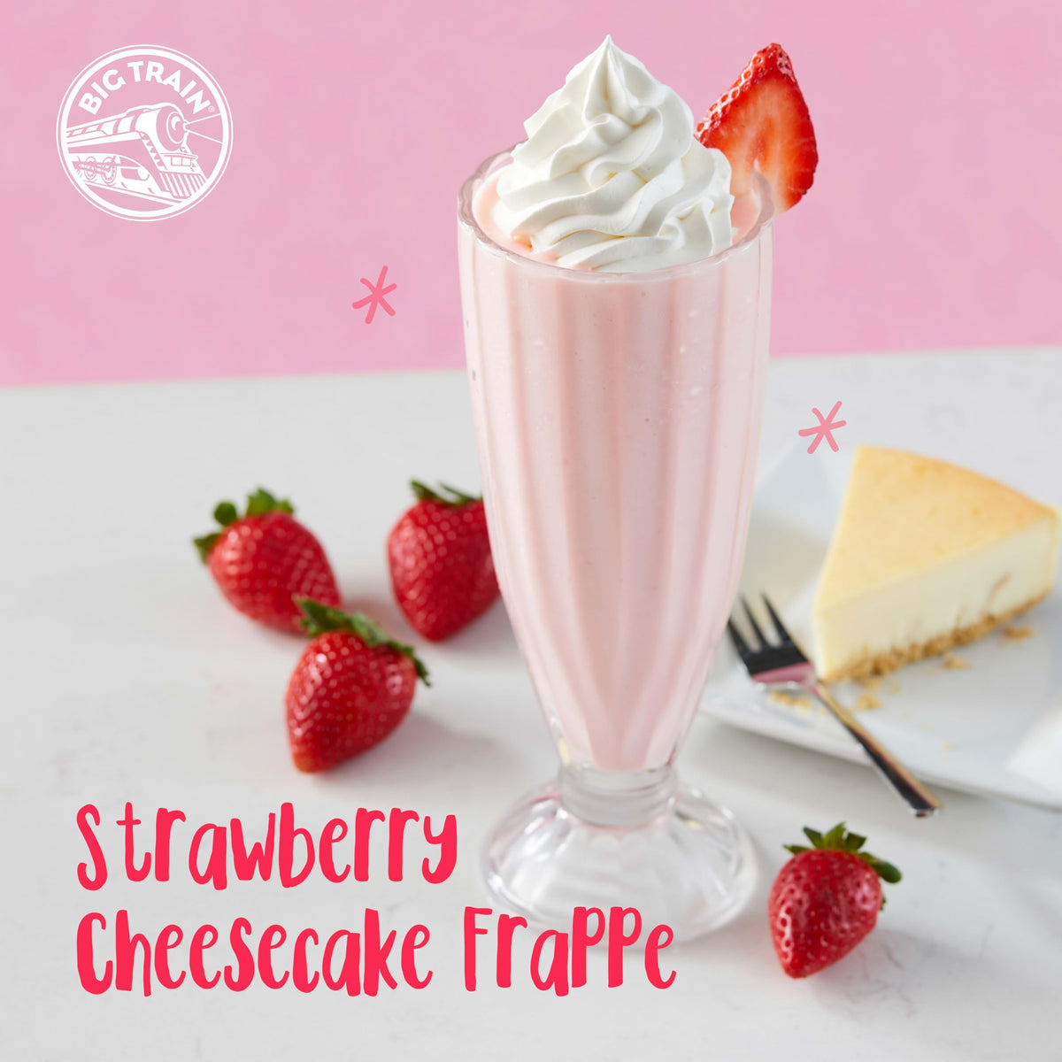 Close-up of Big Train packaging highlighting strawberry flavor imagery.