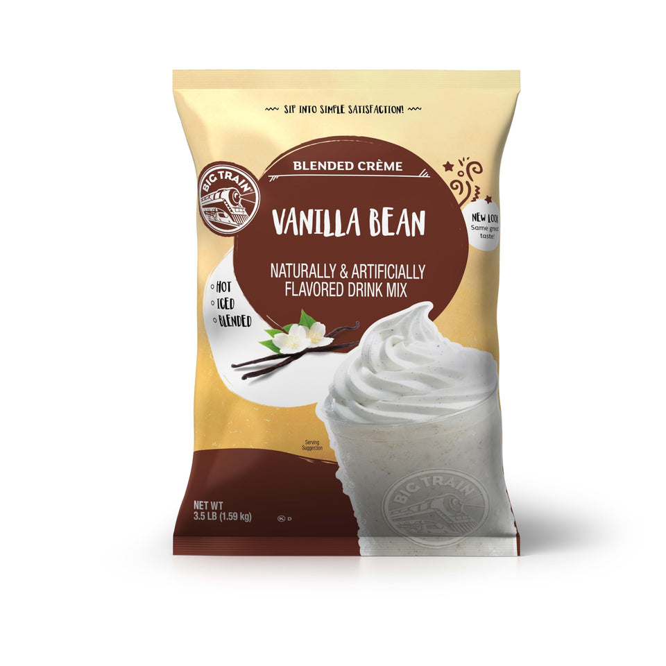 Big Train Vanilla Bean Blended Crème bottle for quick vanilla frappes at home