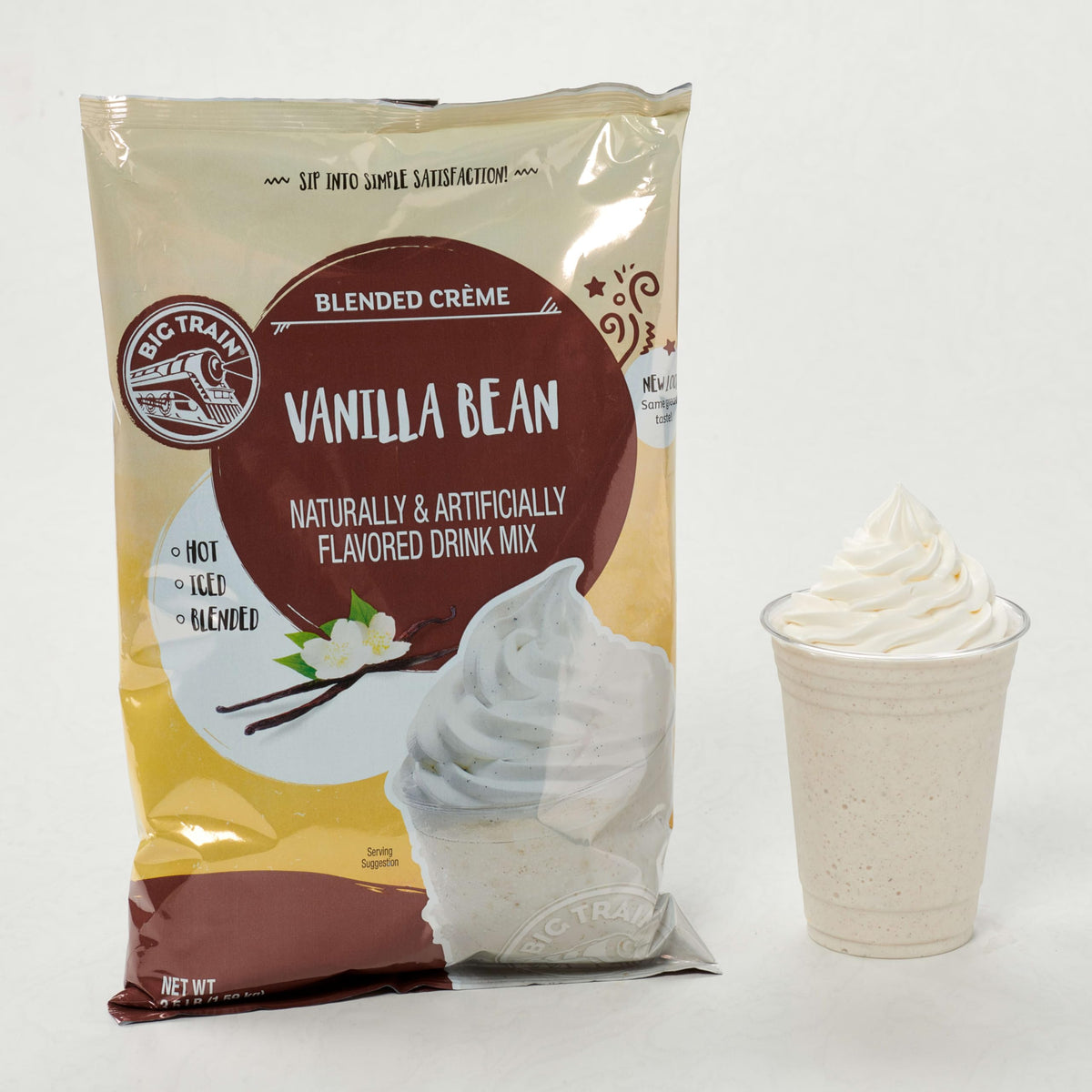 Big Train Vanilla Bean Blended Crème flecks deliver authentic vanilla notes