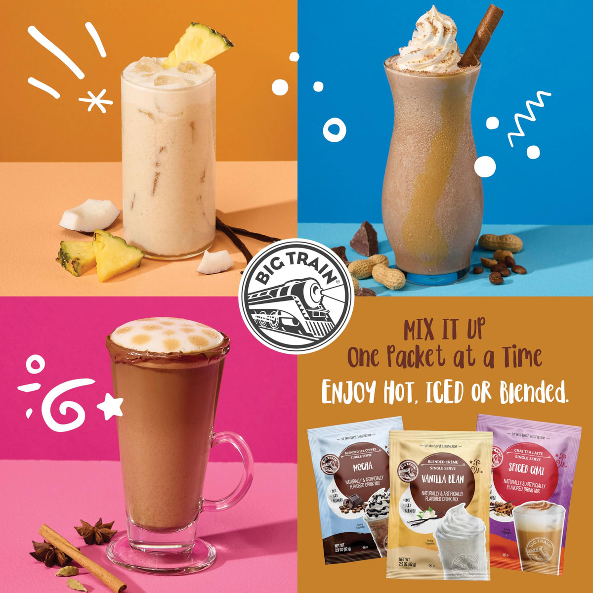 Big Train vanilla bean closeup reveals real flecks for authentic flavor.