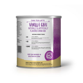 Big Train Vanilla Chai Tea Latte Mix blended-creme swirl evokes cafe-style drinks at home.