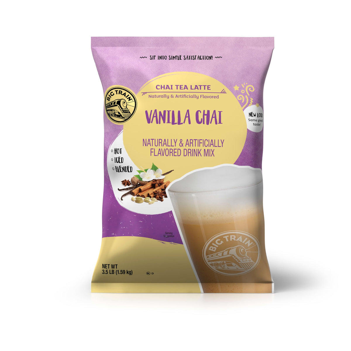 Big Train Vanilla Chai Tea Latte Mix pour shows quick café-style flavor at home.