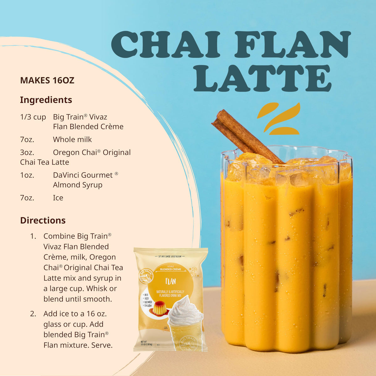 Big Train Vivaz Flan Blended Creme vanilla foam adds visual appeal