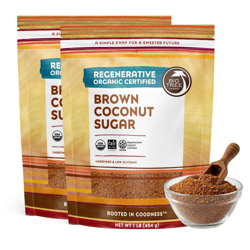 Big Tree Farms brown coconut sugar pack 2lb, ideal for everyday baking.