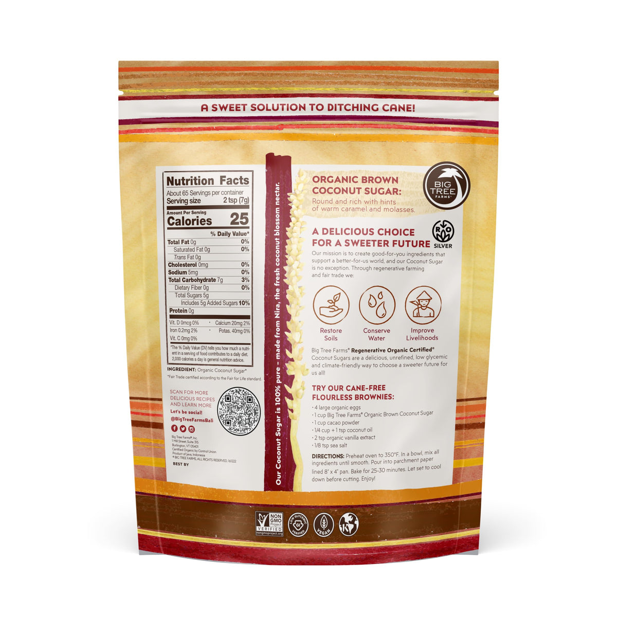 Big Tree Farms coconut sugar pouring illustrates a natural sweetener option.
