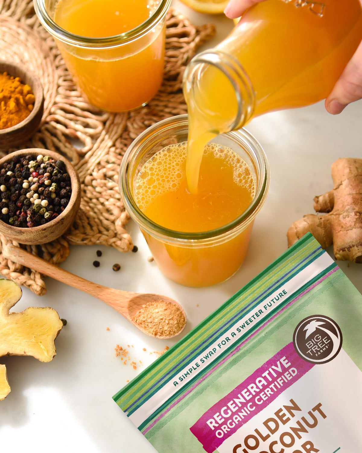 Big Tree Farms Organic Golden Coconut Sugar label with organic certification badge
