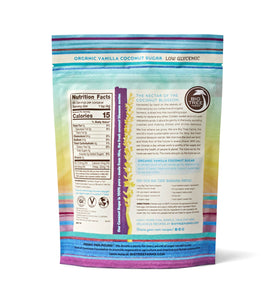 Vanilla coconut sugar in a measuring bowl for smooth sugar substitution
