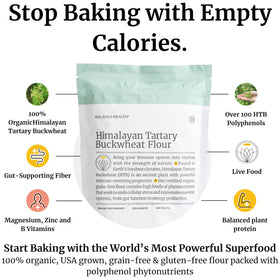 BIG BOLD HEALTH buckwheat flour closeup highlighting antioxidant content.